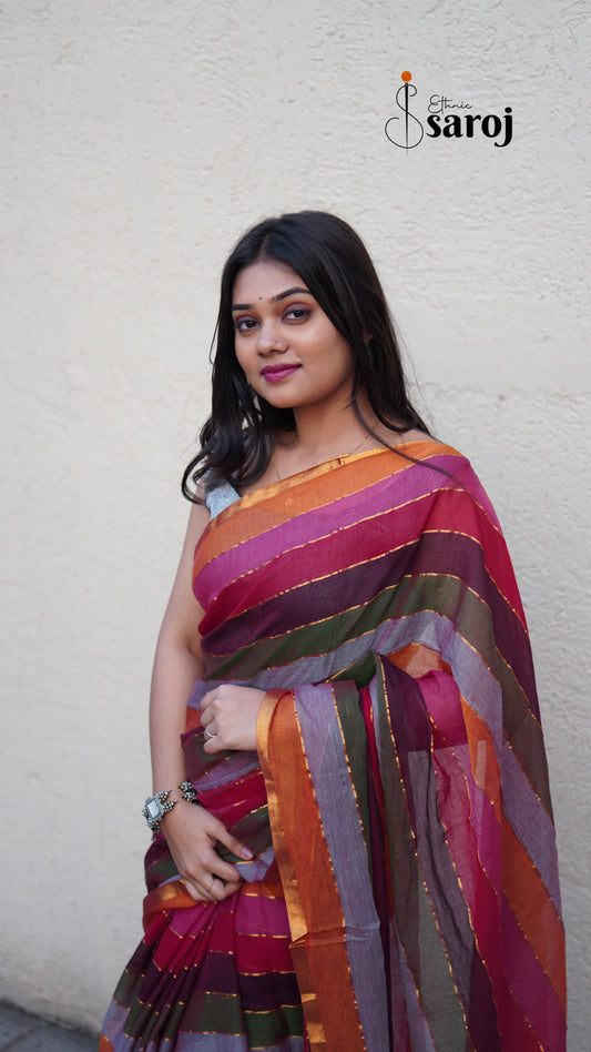 ATRANGEE RAINBOW MULL COTTON SAREE