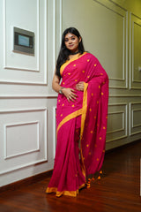 COTTON SAREE with MULTICOLOUR BLOUSE