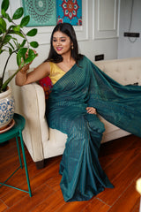 Cotton Khadee  Saree with Zari Strips on the Body