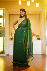 Mull Cotton Green Ginnie Saree