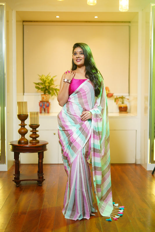 Mull Cotton Rainbow Saree