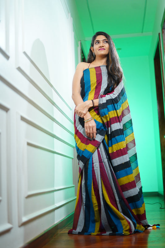 Mull Cotton multicolour Saree