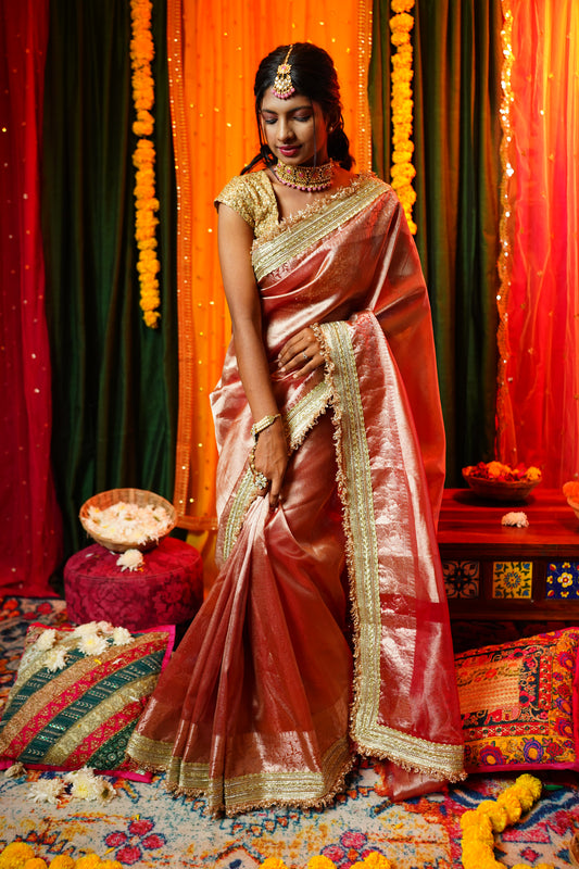 Banarasee Tissue Saree with Kiran Lace