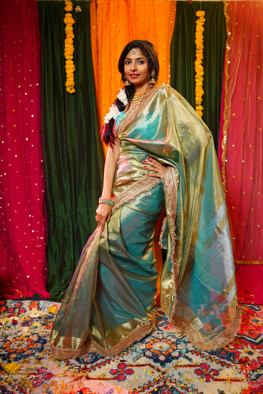 Banarasee Tissue Saree with Kiran Lace