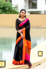 RAJNI BLACK LINEN SAREE