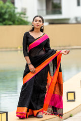 RAJNI BLACK LINEN SAREE