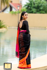 RAJNI BLACK LINEN SAREE