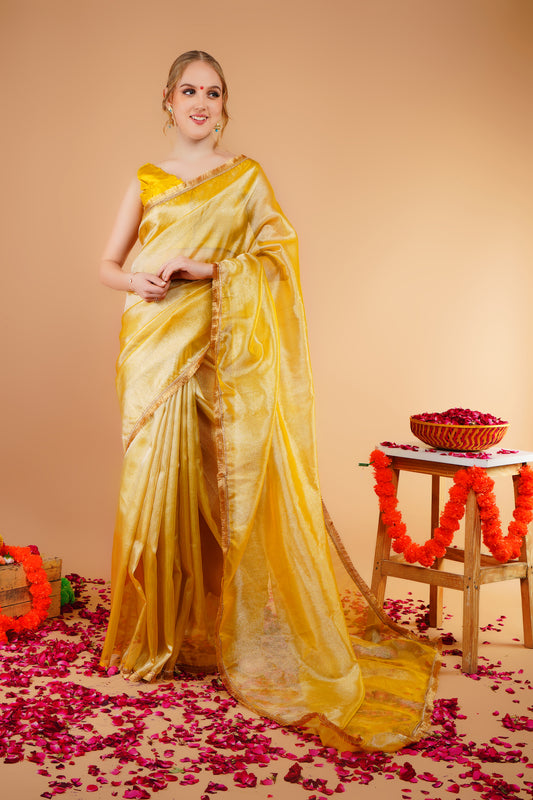 Banarasee Tissue Saree with Kiran Lace