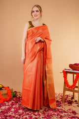 TISSUE LINEN PLANE SAREE