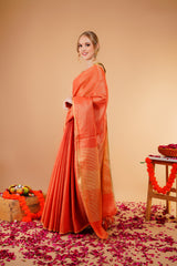 TISSUE LINEN PLANE SAREE