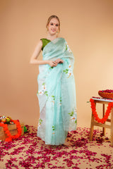 ORAGANZA SAREE WITH HANDPAINT